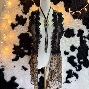 Crazy Train Black and Leopard Lace Tunic